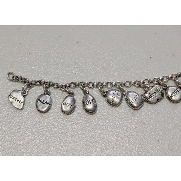 Sterling Silver Charm Bracelet 16 Inspirational Charms Lobster Clasp Size 7 - Picture 13 of 16